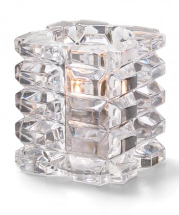 5151C Faceted cube glass votive lamp, klar